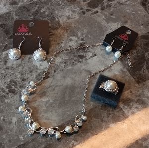Dazzling Paparazzi Jewelry Set  earrings x2, necklace & ring
